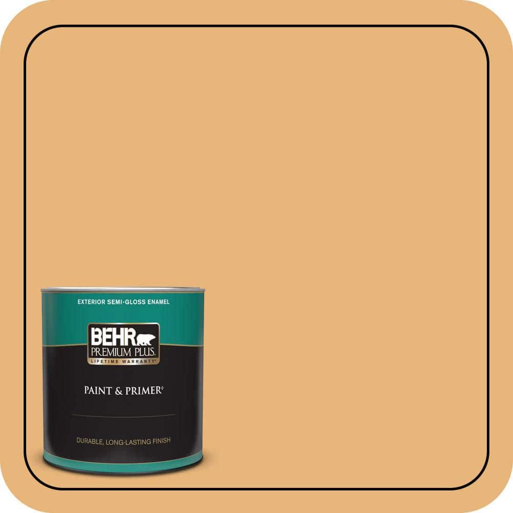 BEHR PREMIUM PLUS 1 qt. #QE-20 Terra Sol Semi-Gloss Enamel Exterior Paint & Primer