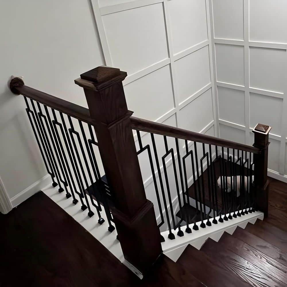 Afoxsos 44 in. H x 8 in. W Black Wrought Iron Staircase Balusters Modern Hollow Deck Spindles Indoor 10-Pack Aluminum (2)