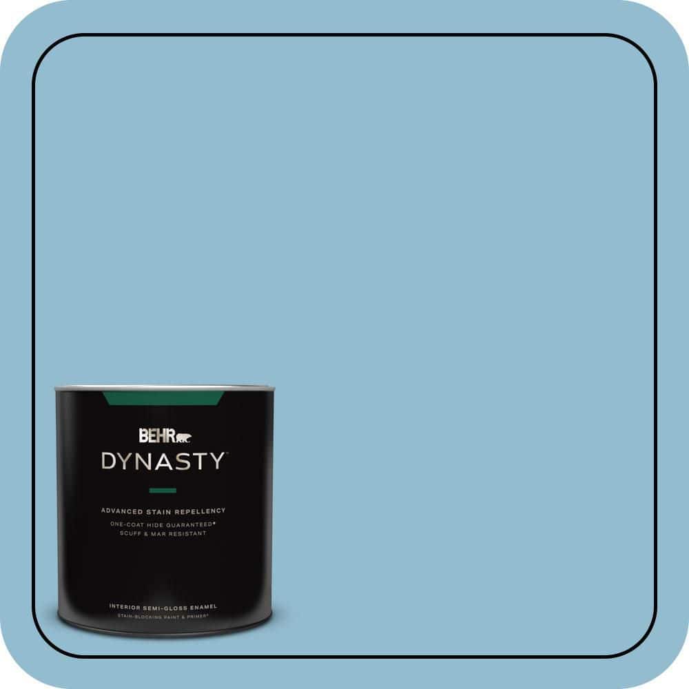 BEHR DYNASTY 1 qt. #S490-3 Reef Blue One-Coat Hide Semi-Gloss Enamel Interior Stain-Blocking Paint & Primer