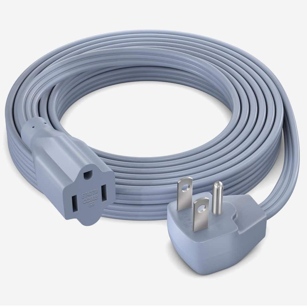 MAXIMM 12 ft. 14 / 3 Medium / Heavy Duty Indoor Extension Cord Flat Plug Flat Wire 15 Amp Gray (1)