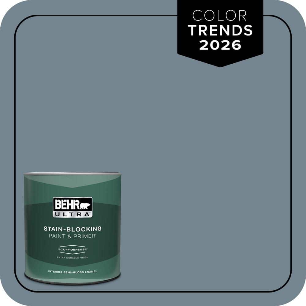 BEHR ULTRA 1 qt. #N480-5 Adirondack Blue Extra Durable Semi-Gloss Enamel Interior Paint & Primer