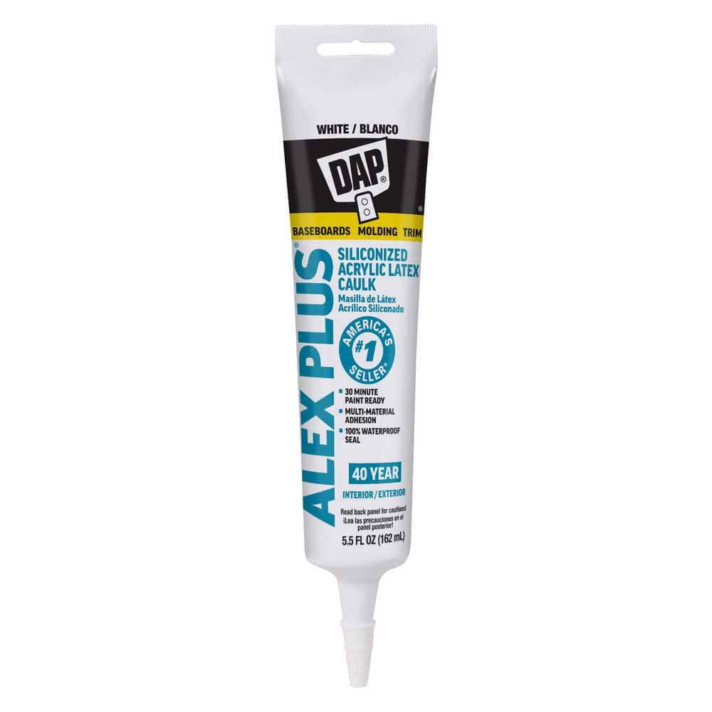 DAP Alex Plus 5.5 oz. White Acrylic Latex Caulk Plus Silicone (12-Pack)