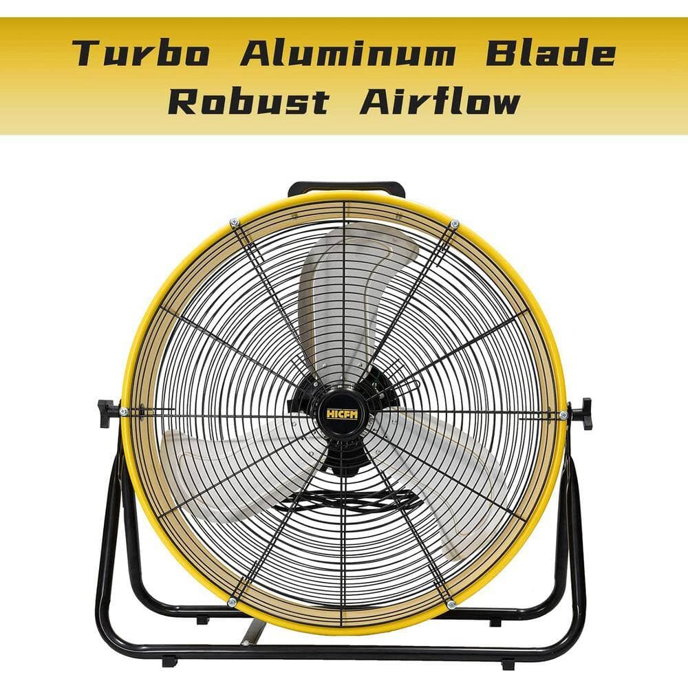 Edendirect 24 in. 3 Speeds Portable High Velocity Drum Fan in Yellow with Powerful 1/3 HP Motor, Turbo Blade (3)