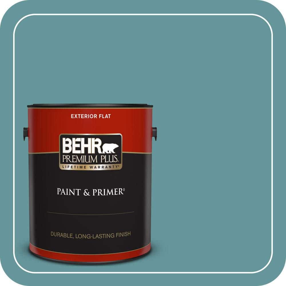 BEHR PREMIUM PLUS 1 gal. #MQ6-33 Vintage Teal Flat Exterior Paint & Primer