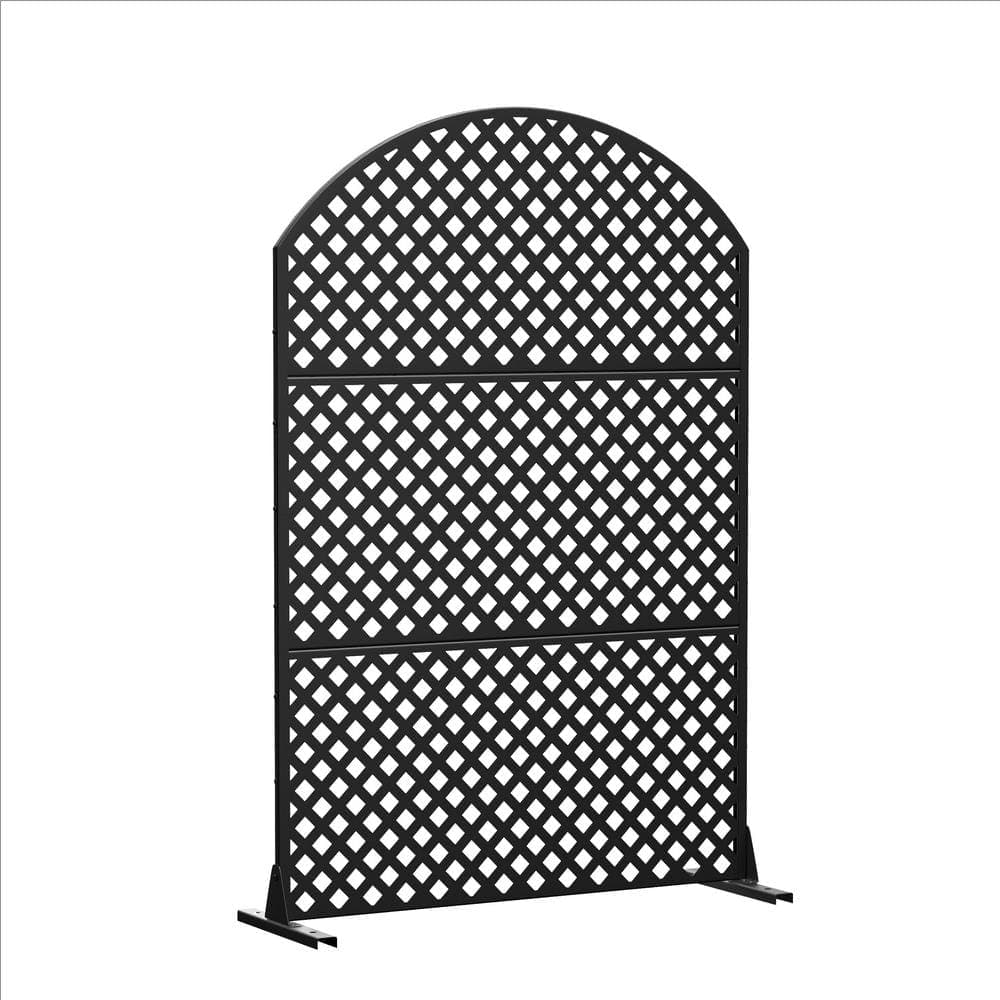 Dovelina 72 in. Laurence Metal Outdoor Garden Fence Privacy Screen Garden Screen Panels in Black (1)