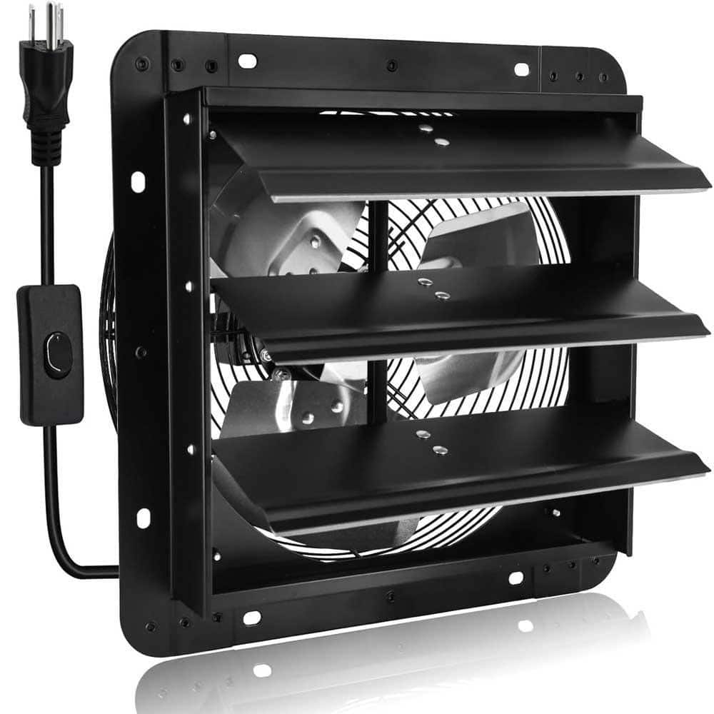 KIWDZFU 970 CFM 1680 RPM Aluminum 12 in. Electric Powered Shutter Wall Exhaust Fan w/ ON/OFF Switch for Gable, Attic, Greenhouse (1)