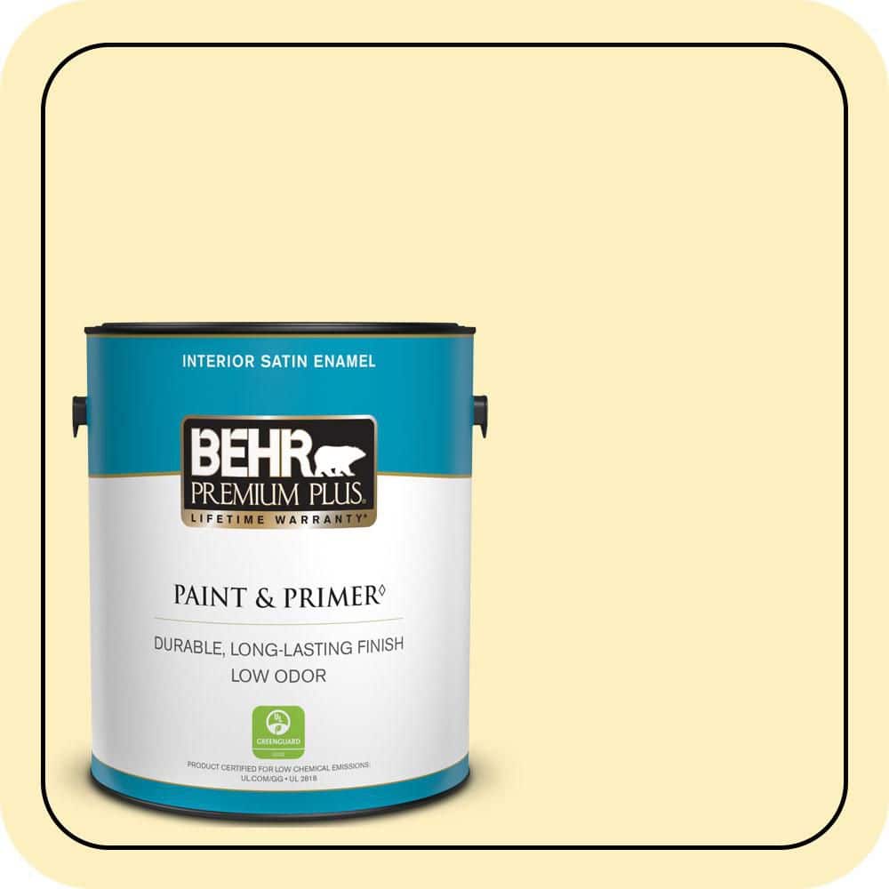 BEHR PREMIUM PLUS 1 gal. #P300-2 Meringue Satin Enamel Low Odor Interior Paint & Primer (1)