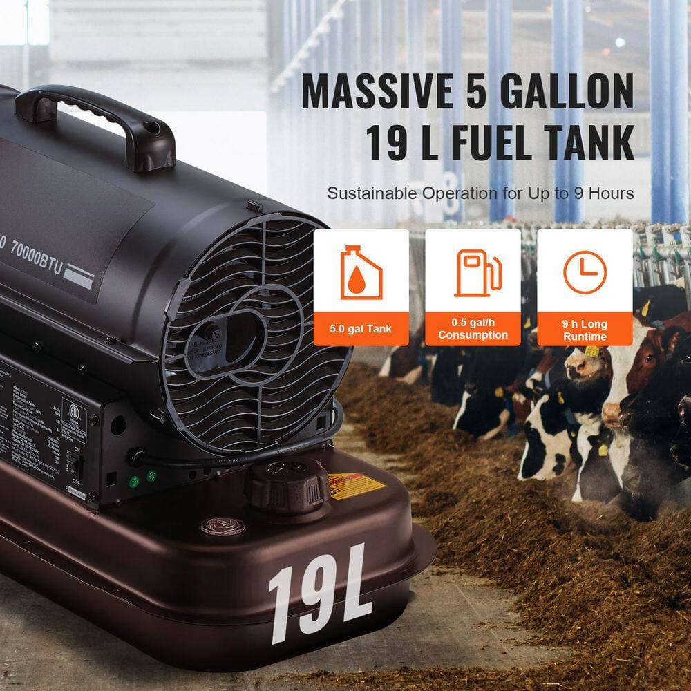 SVOPES Kerosene Forced Air Heater 70000 BTU Black Kerosene Tank Top Foeced Air Diesel Portable Corded Space Heater (3)