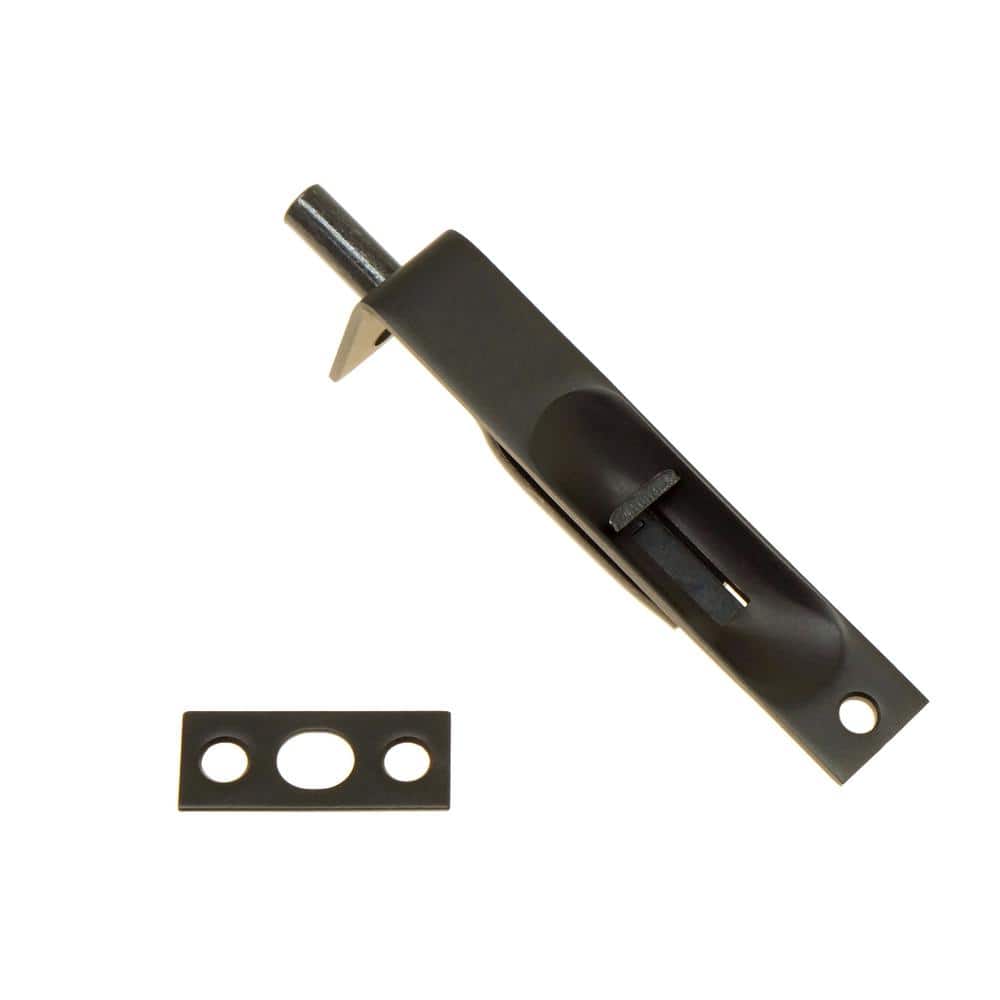 idh by St. Simons 4 in. Solid Brass Flush Bolt with Square End in Oil-Rubbed Bronze