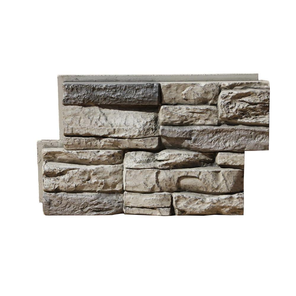 TRITAN BP Stick-A-Stone Peel and Stick 13.75 in. x 8.5 in. Gray Fox 8-Piece Pack 5.6 Sq. Ft. Polyurethane Faux Stone Panel (3)