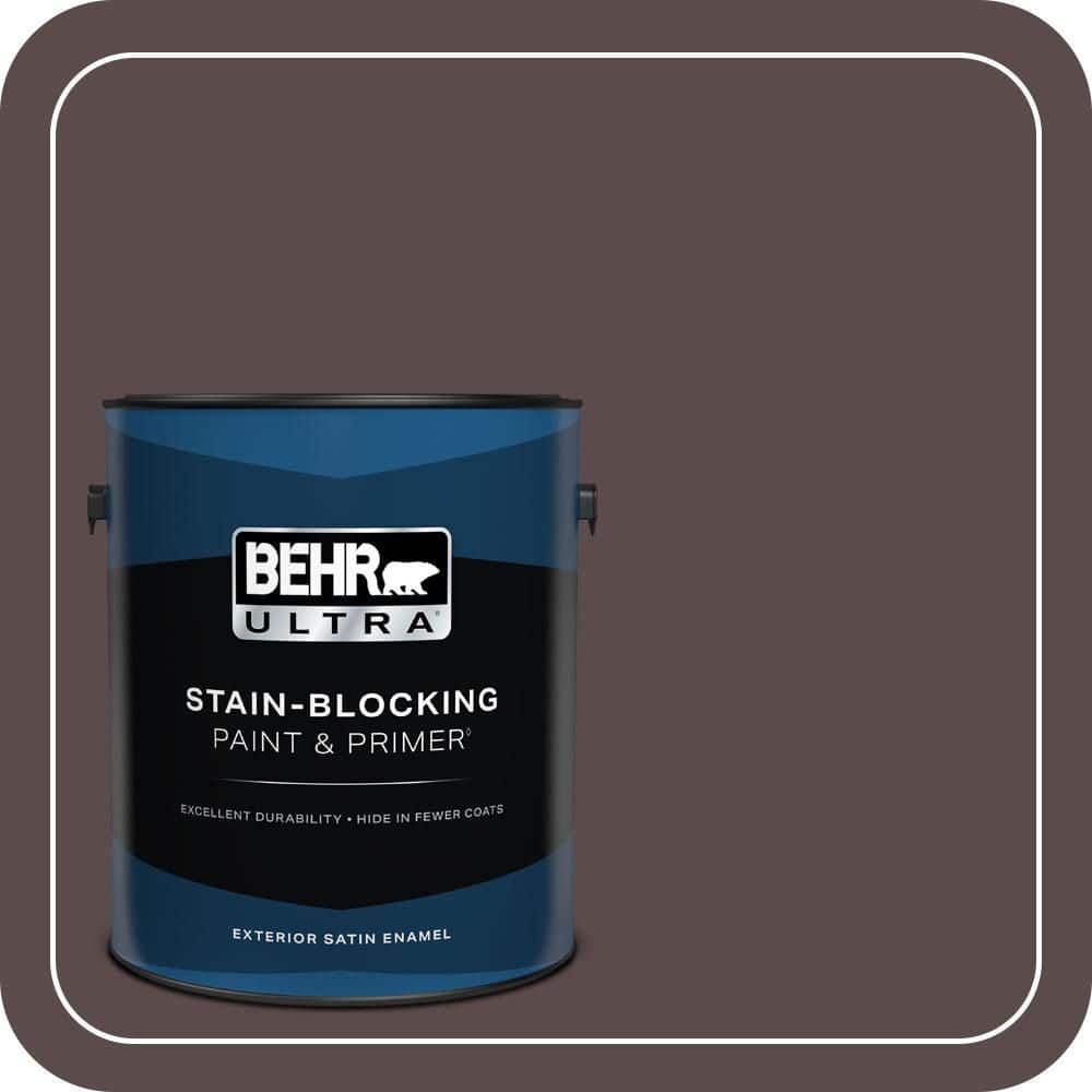 BEHR ULTRA 1 gal. #MQ1-43 Piano Brown Satin Enamel Exterior Paint & Primer