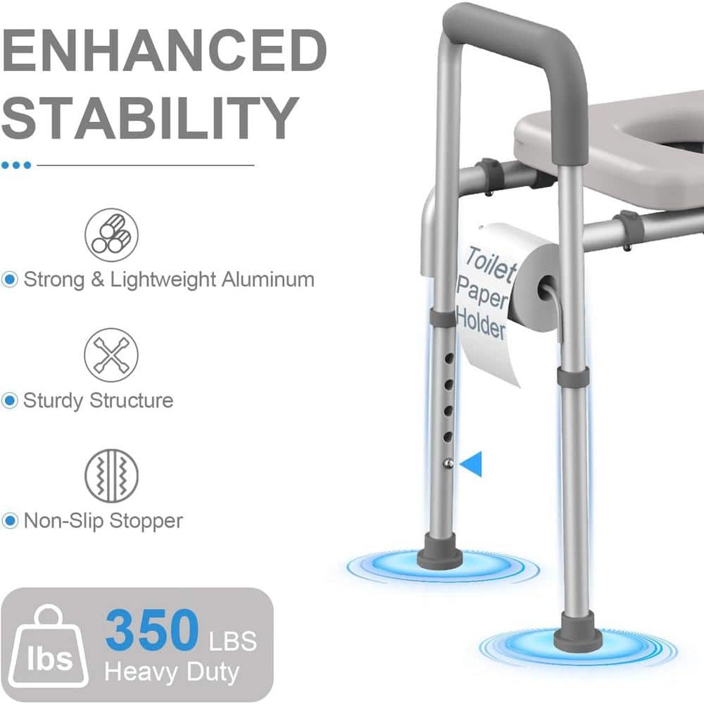 Adrinfly 28 in. Padded Toilet Seat Risers for Seniors with Handles-Width and Height Adjustable, Up to 350lbs (2)
