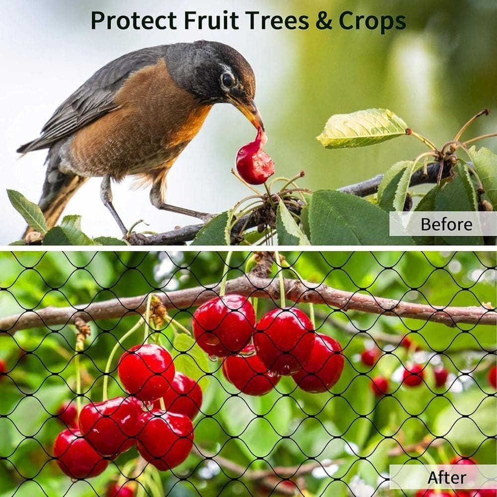 KIWDZFU 25 ft. x 50 ft. Nylon Bird Netting for Garden Fruit Trees Chicken Coop w/ 3/4 in. Mesh UV Resistant Durable Easy Install (2)