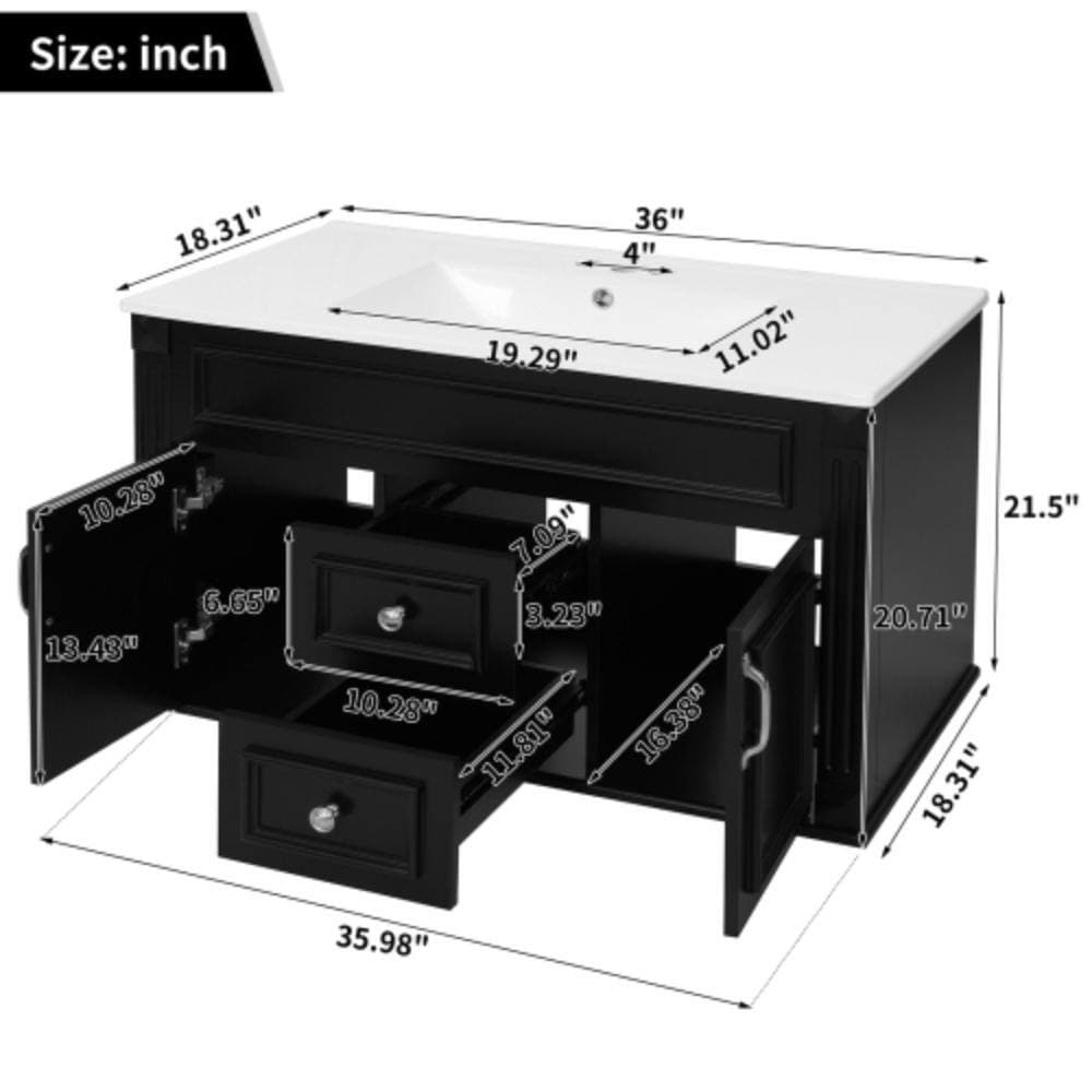 Unbranded 36 in. W x 18.31 in. D x 21.5 in. H Bathroom Black Linen Cabinet (2)
