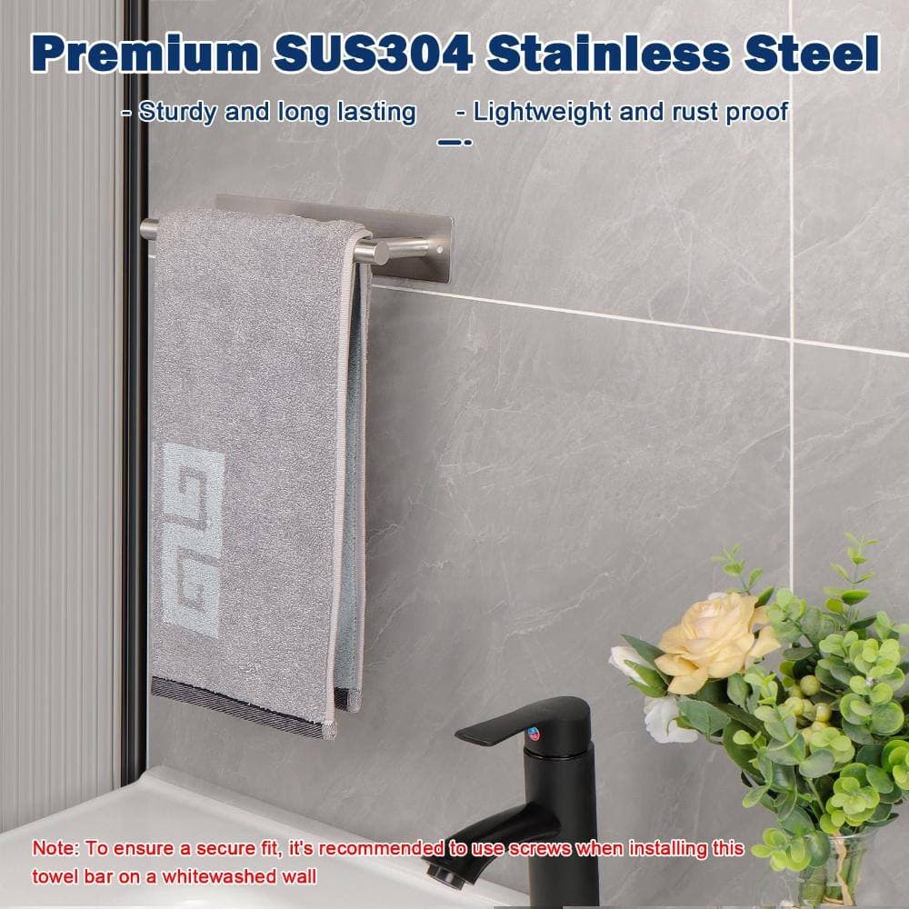 Unbranded Self Adhesive Stainless Steel Hand Towel Bar 9 in Wall Mounted Rustproof Towel Rack for Bathroom Kitchen (3)