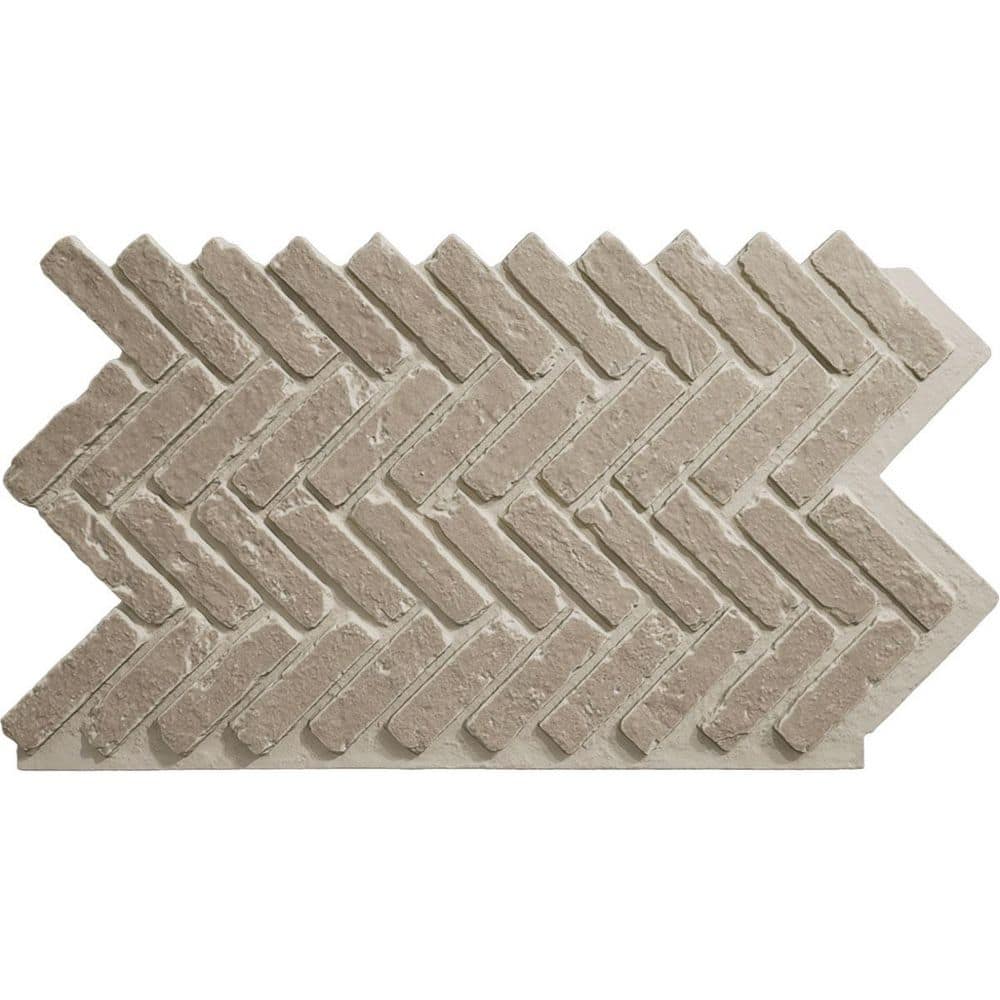 Ekena Millwork EverStone Herringbone Faux Brick Panel, 46 1/2"W x 25 1/4"H x 1"D, Antique Pearl Color (1)