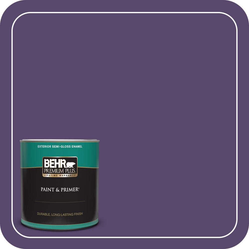 BEHR PREMIUM PLUS 1 qt. #P570-7 Proper Purple Semi-Gloss Enamel Exterior Paint & Primer (1)