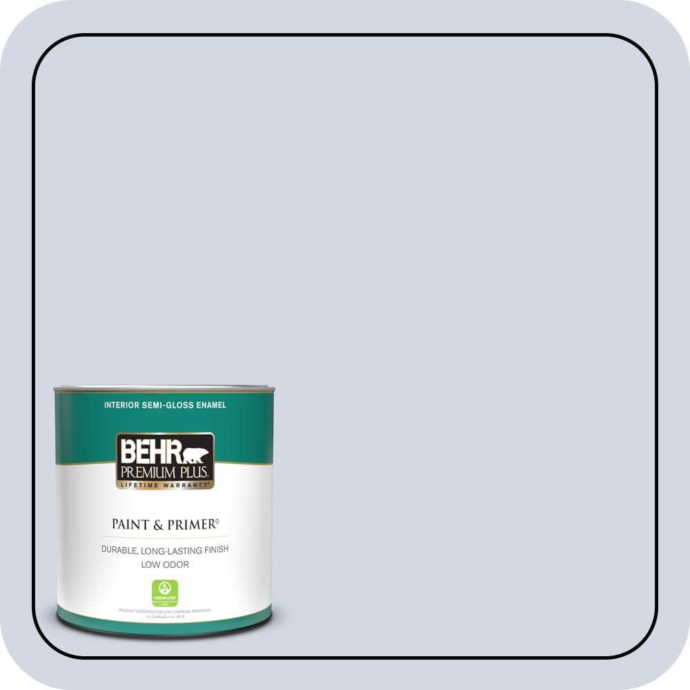 BEHR PREMIUM PLUS 1 qt. #S540-1 So Blue-Berry Semi-Gloss Enamel Low Odor Interior Paint & Primer