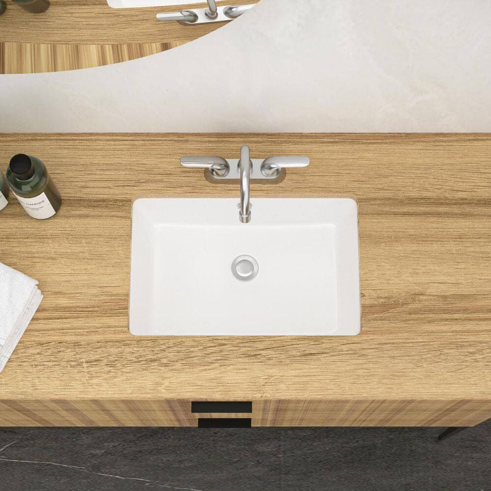 COWLOWN 18 in. Rectangular Undermount Bathroom Sink with Overflow in White Ceramic (2)