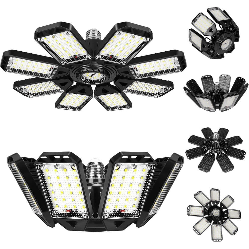 Lukyamzn 200-Watt LED Garage Lights w/ 8-Deformable Panels 360° Illumination 6500K 20000 Lumens Super Bright Energy Saving 2-Pack (1)