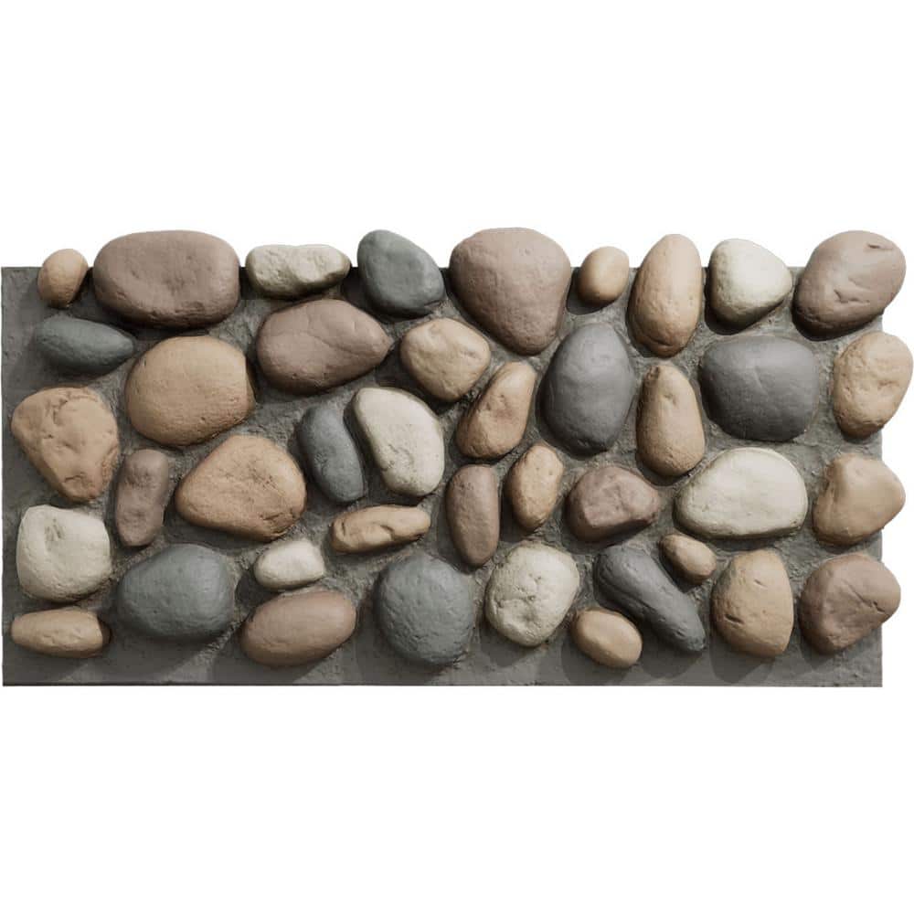 Ekena Millwork Everstone River Rock 24.75 in. x 49 in. Urethane Composite Faux Rock Panel Siding in Pebble Mix