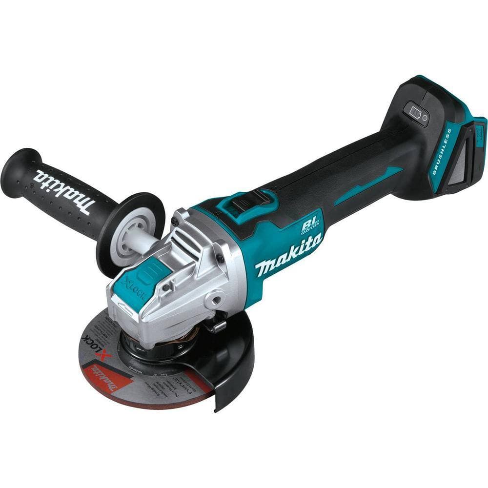 Makita 18V LXT Brushless Cordless 4-1/2 in. / 5 in. X-LOCK Angle Grinder, Tool Only with 18V 5.0Ah LXT Battery (2)