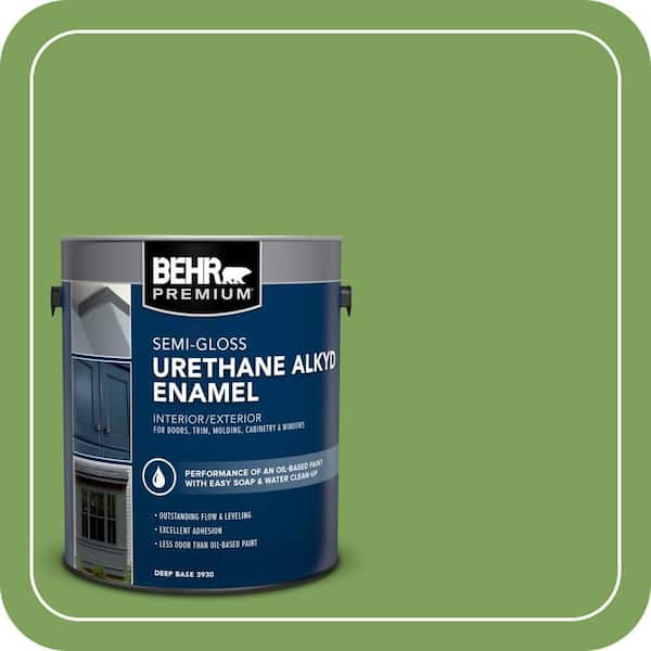 BEHR PREMIUM 1 gal. #P380-6 Springview Green Urethane Alkyd Semi-Gloss Enamel Interior/Exterior Paint (2)