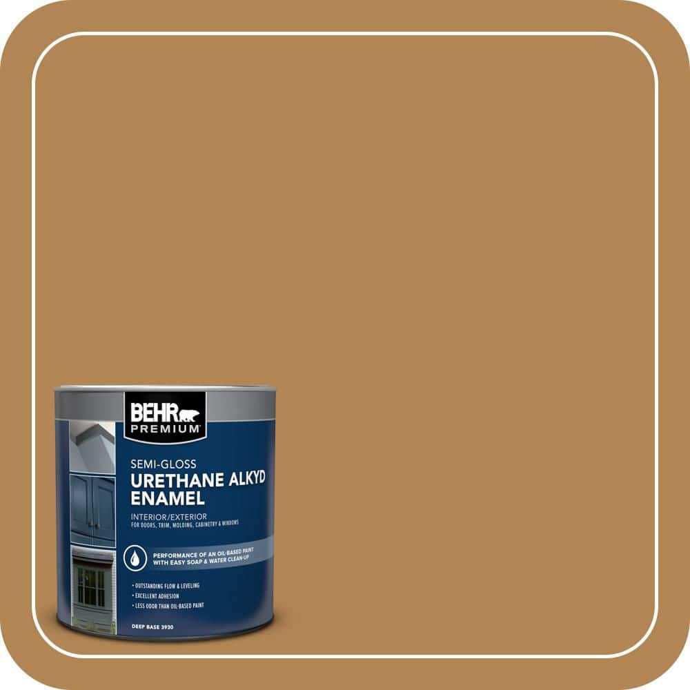 BEHR PREMIUM 1 qt. #S290-6 Golden Rice Semi-Gloss Enamel Urethane Alkyd Interior/Exterior Paint (1)