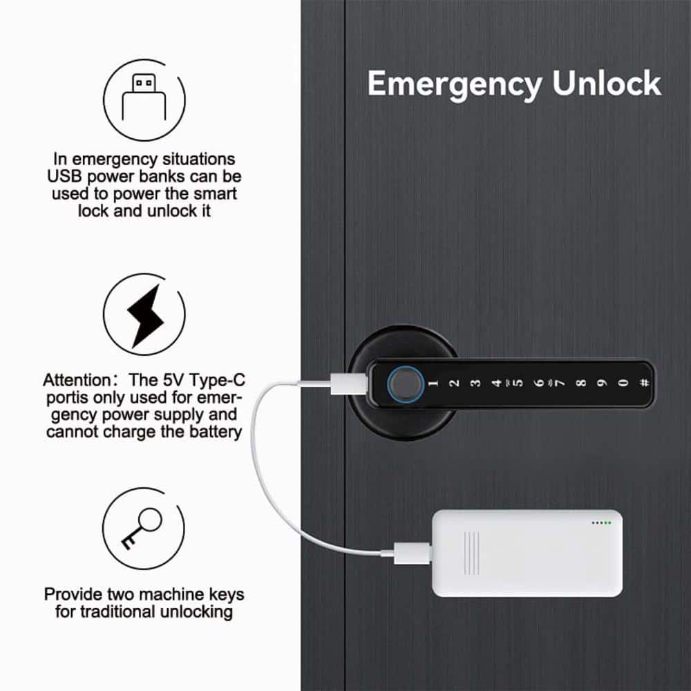 Titankit Pro Multifunctional Smart Door Handle with Fingerprint Recognition, Low Battery Reminder, Digital Password Setting (3)