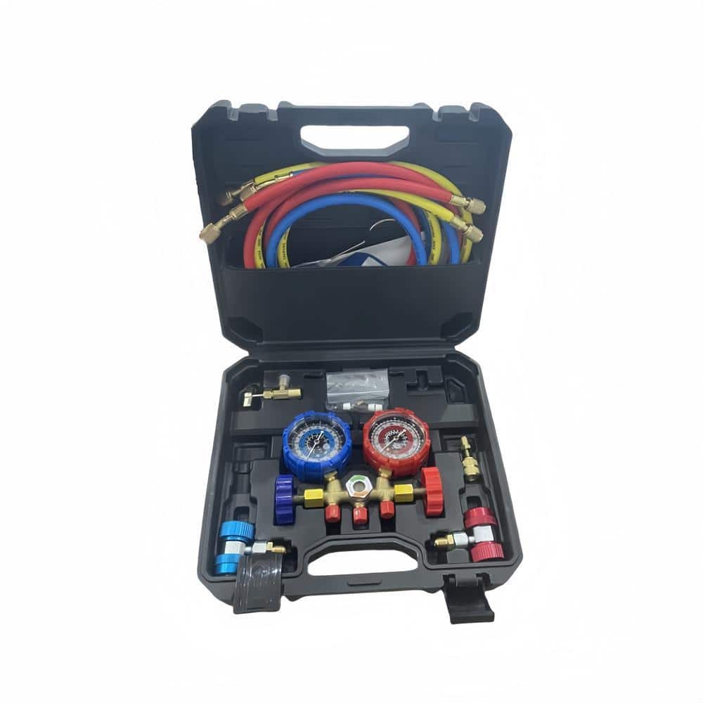 Lukvuzo 3-Way AC Manifold Gauge Set for R134A R22 R12 R502 Refrigerant with 5 ft. Hoses