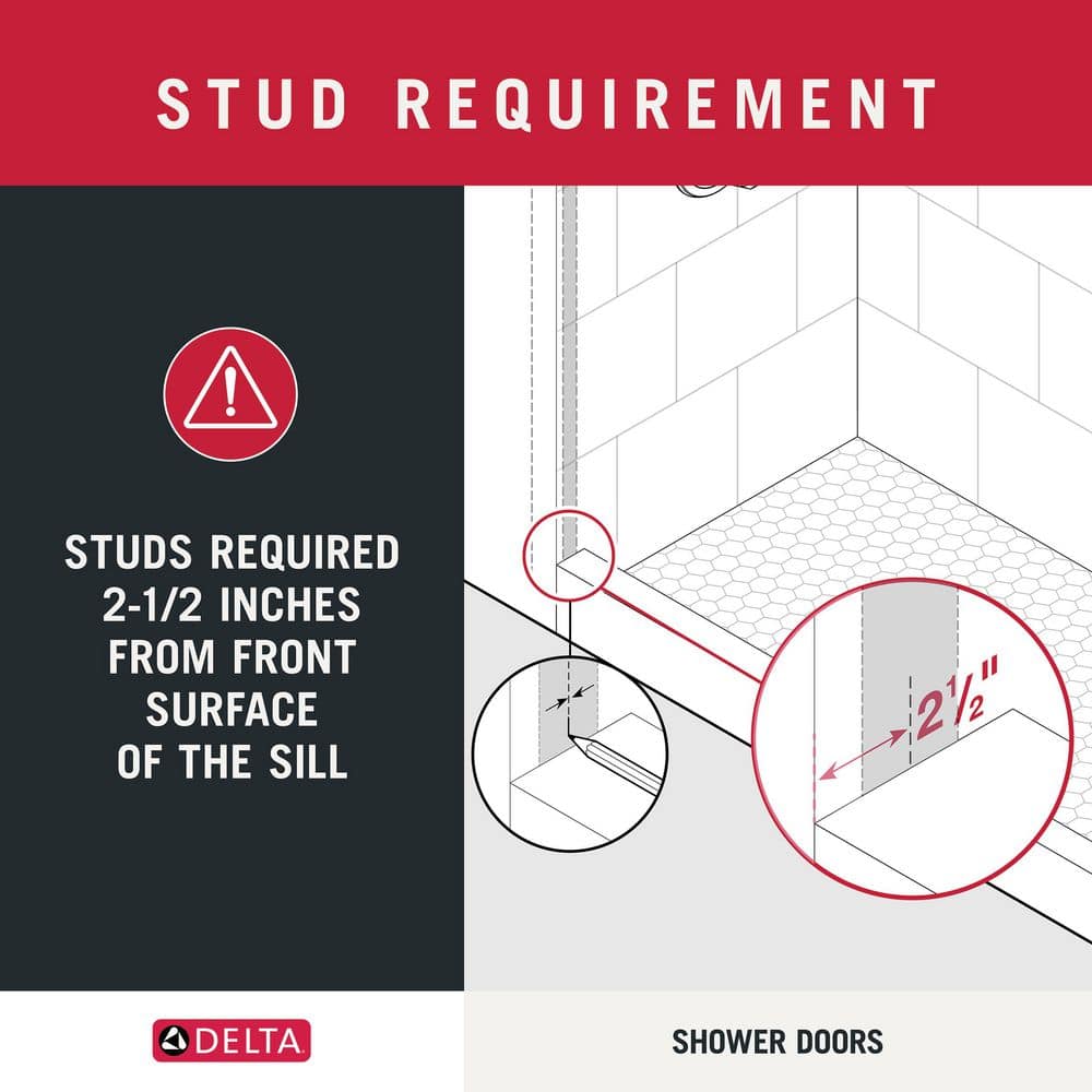 Delta Classic 500 55-3/8 to 59-3/8 in. W 71 in. H Frameless Sliding Shower Door with 1/4 in. Glass (4)