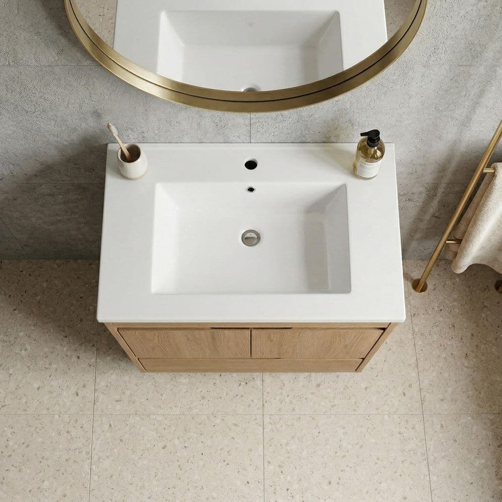 LIVACA 30 in. x 18.5 in. Drop-In Ceramic Bathroom Sink in Glossy White with Single Faucet Hole Durable Construction (3)