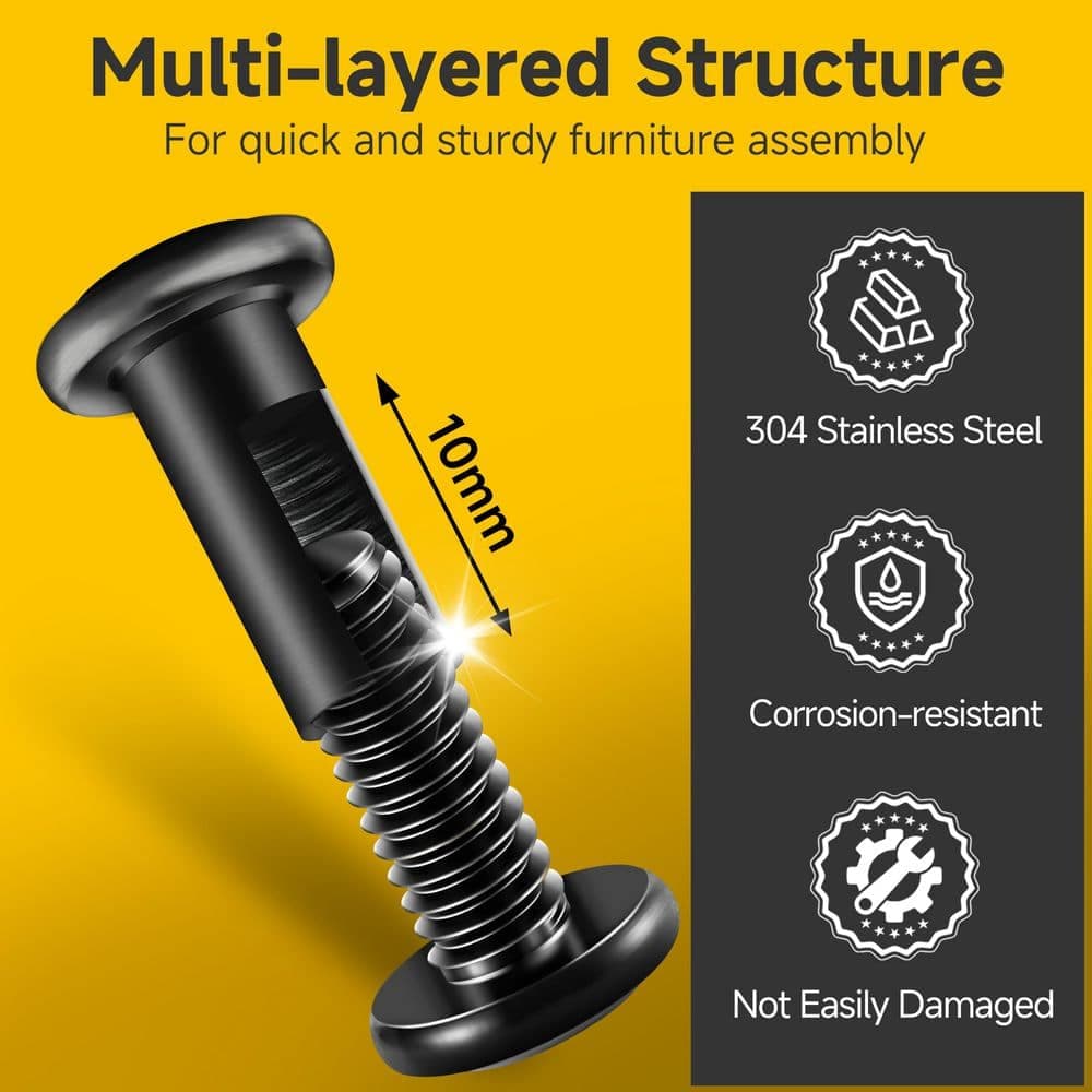 MYWISH 1/4 in.-20 x 2 in. Black Oxide Hex Button Head Socket Screw and Nut Set (20-Piece) (3)