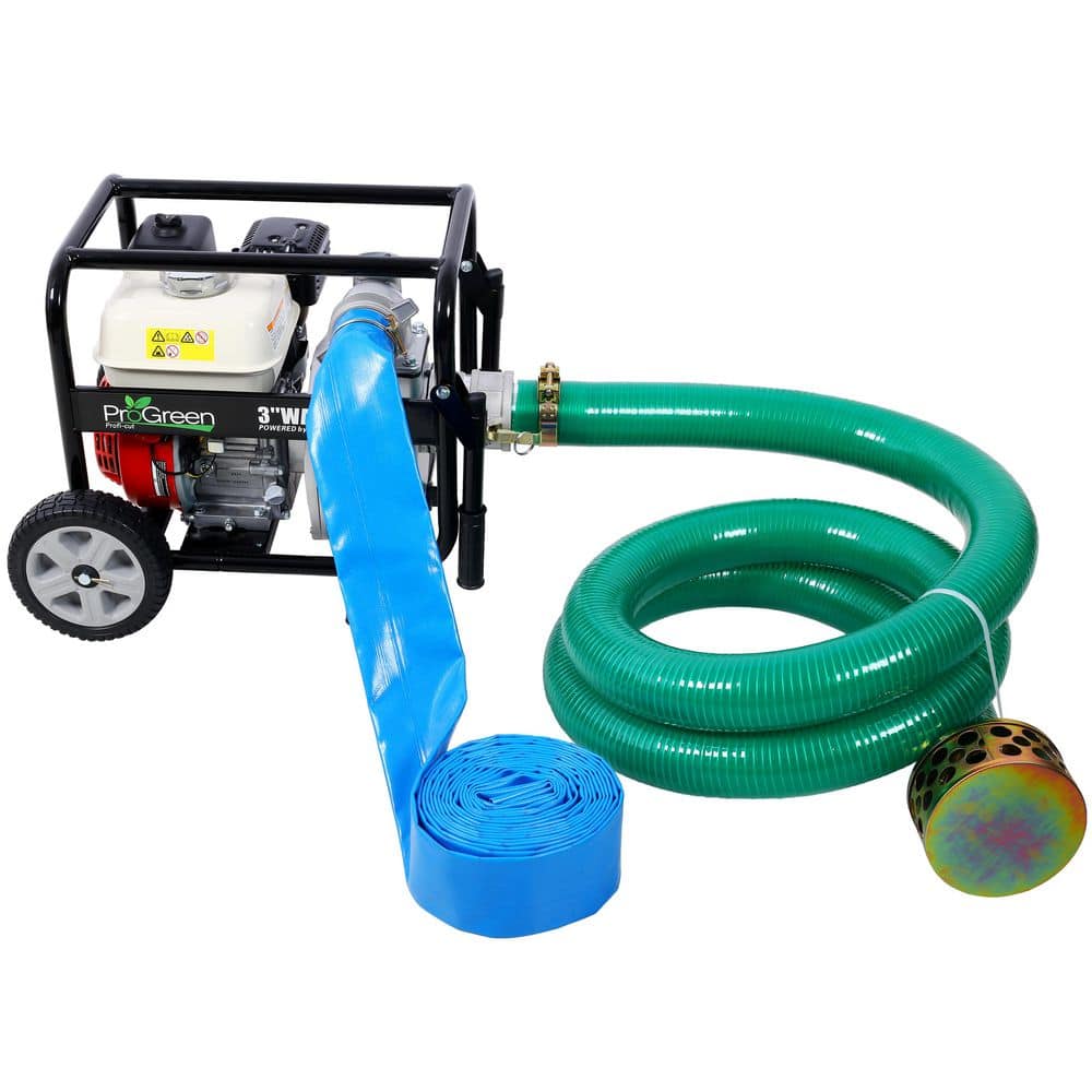 Unbranded Water Pump 3 in. 264Gpm, 163cc Honda GX160 Engine, 3 in. NPT Coupler, with Accessories Kit and Handle Wheel Kit (3)