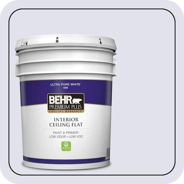 BEHR PREMIUM PLUS 5 gal. #M550-1 White Lavender Ceiling Flat Interior Paint & Primer (2)