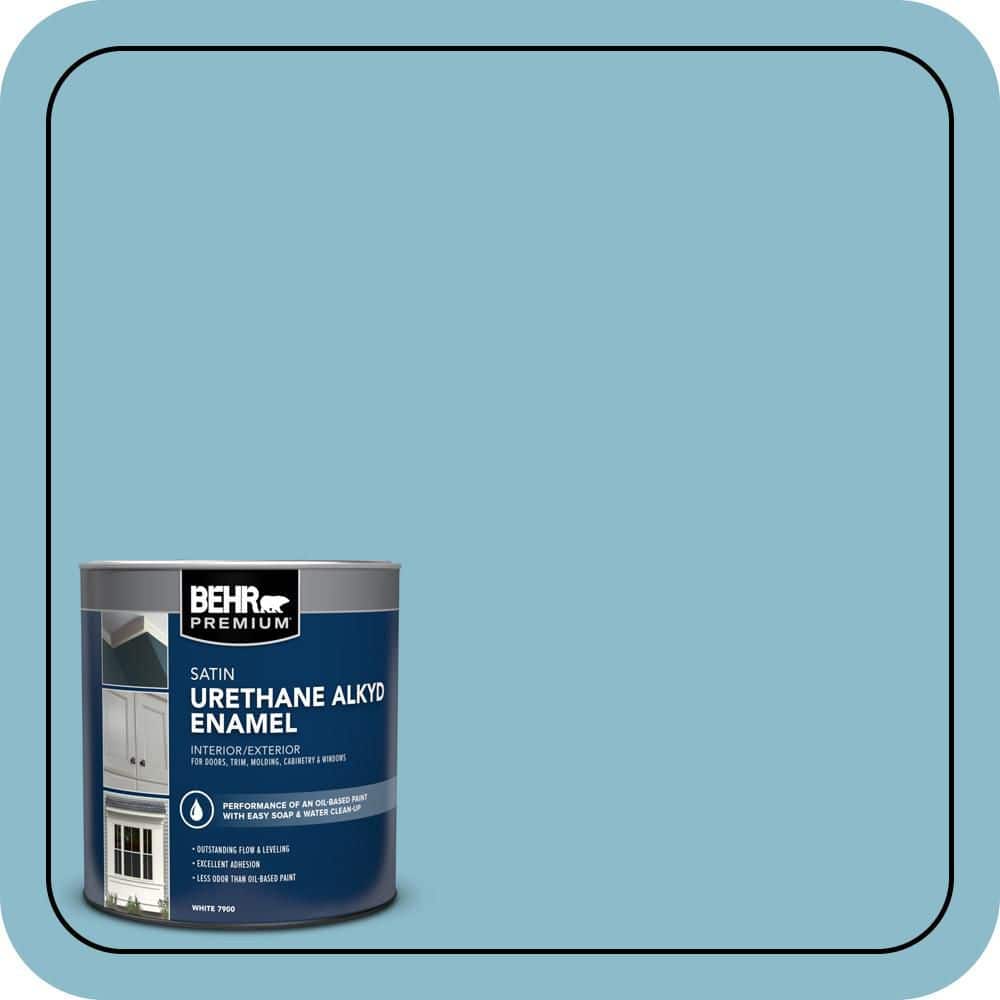 BEHR PREMIUM 1 qt. #S460-3 Blue Echo Satin Enamel Urethane Alkyd Interior/Exterior Paint