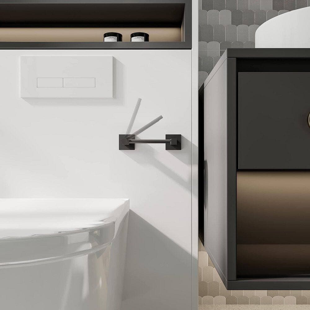 Anqtovp 2-Piece Bathroom Hardware Set Matte Black with Toilet Paper Holder and Towel Ring in Matte Black Waterproof Finish (3)
