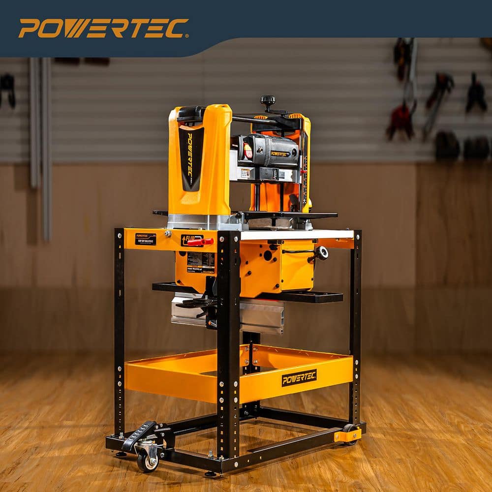 ‎POWERTEC 25 in. x 20-1/2 in. Universal Stand with Flip Top Caster Wheels Mobile Workbench, 300 lbs. Capacity for Benchtop Machine (2)