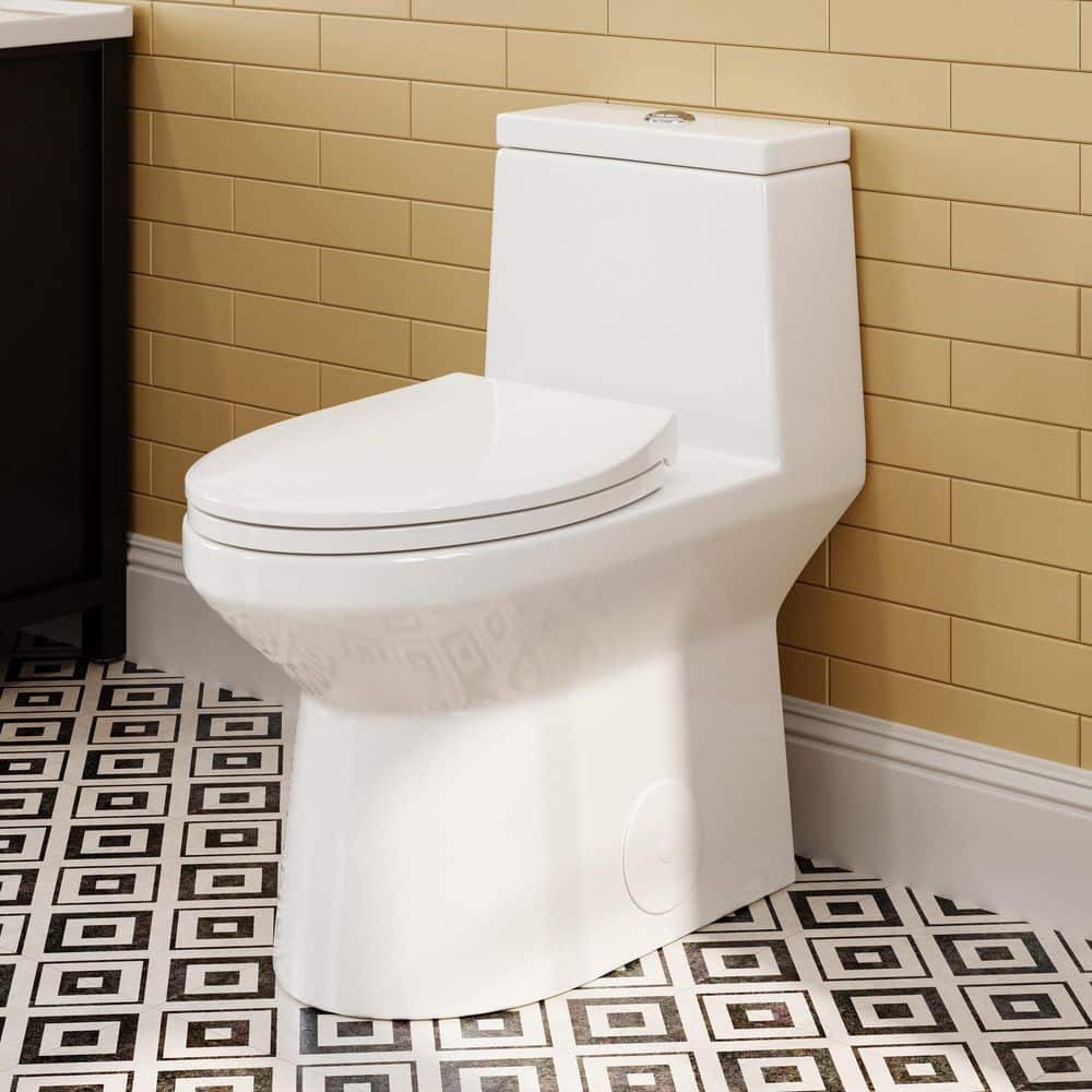 HOROW 10 in. Rough In ADA Chair Height Elongated 1-Piece Toilet Dual Flush 1.1/1.6 GPF in White with Soft-Close Seat Included