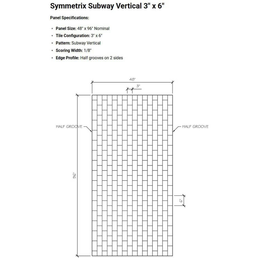 Symmetrix 0.090 in. x 4 ft. x 8 ft. White Subway Tile Decorative Wall Paneling FRP (2)