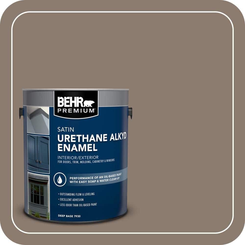 BEHR PREMIUM 1 gal. #T18-07 Road Less Travelled Urethane Alkyd Satin Enamel Interior/Exterior Paint