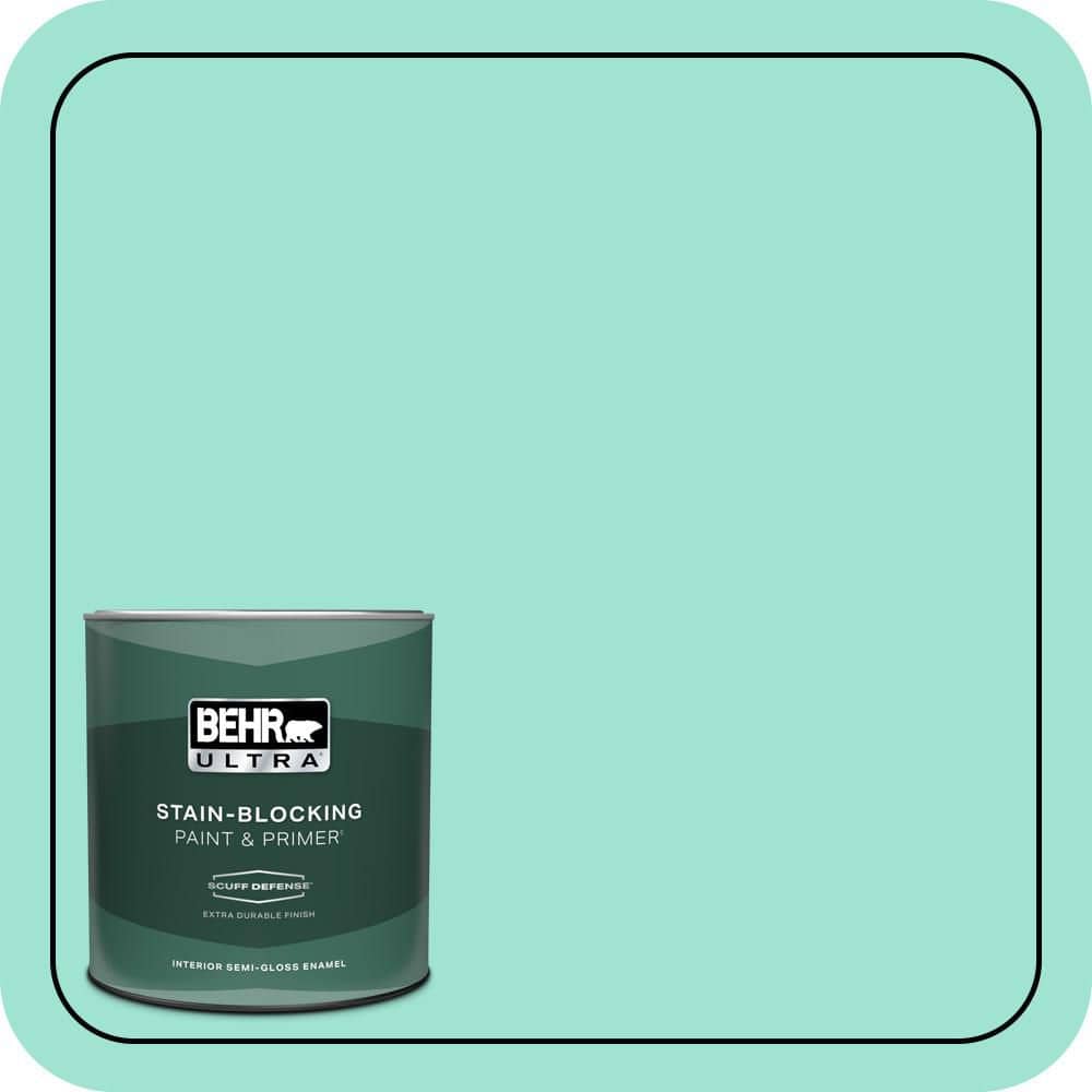 BEHR ULTRA 1 qt. #P430-2 Aqua Wish Extra Durable Semi-Gloss Enamel Interior Paint & Primer