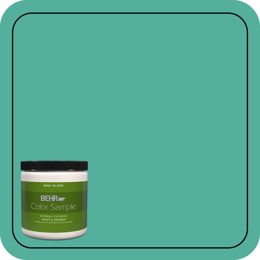 BEHR PREMIUM PLUS 8 oz. #P440-5 Water Park Semi-Gloss Interior/Exterior Paint & Primer Color Sample