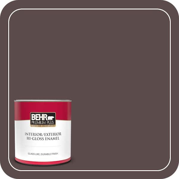BEHR PREMIUM PLUS 1 qt. #MQ1-43 Piano Brown Hi-Gloss Enamel Interior/Exterior Paint & Primer (2)