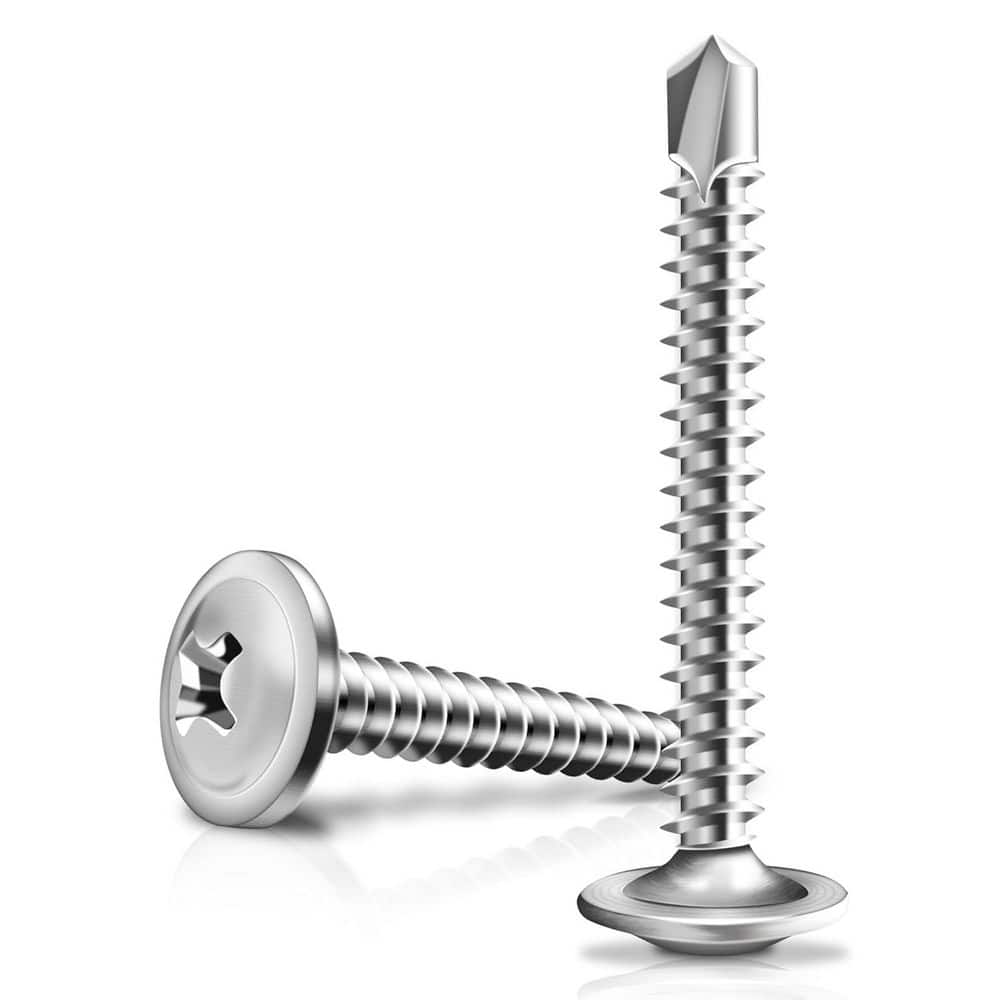 MarySino #10 x 1-1/2 in. 410-Stainless Steel Phillips Truss Head Self Drilling Sheet Metal Screw (100-Pack) (1)
