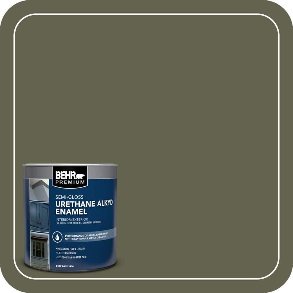 BEHR PREMIUM 1 qt. #N350-7A Mountain Olive Semi-Gloss Enamel Urethane Alkyd Interior/Exterior Paint (1)