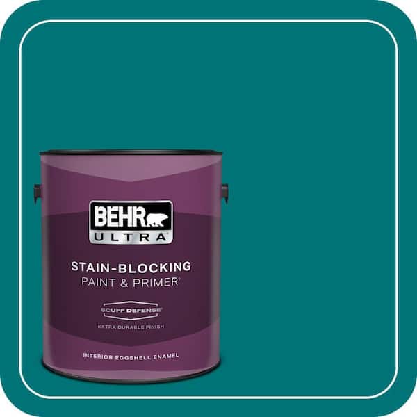 BEHR ULTRA 1 gal. #T15-3 Essential Teal Extra Durable Eggshell Enamel Interior Paint & Primer (2)
