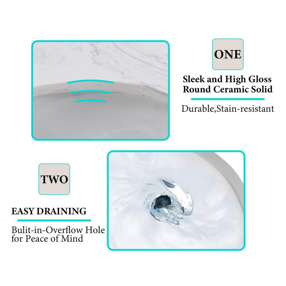 YASINU 48 in. W 22 in. D Engineered Stone Composite White Round Single Sink Vanity Top (3)