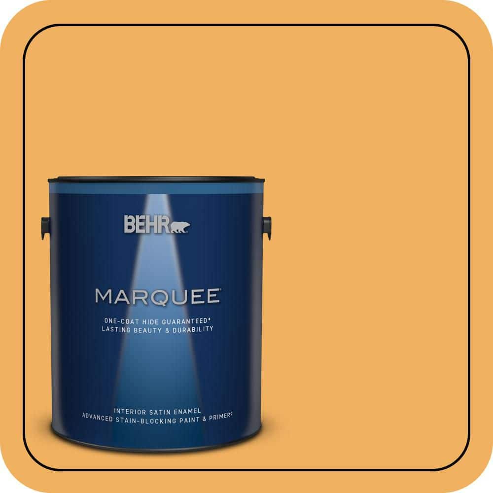 BEHR MARQUEE 1 gal. #PMD-74 Sweet Honey Satin Enamel Interior Paint & Primer (1)