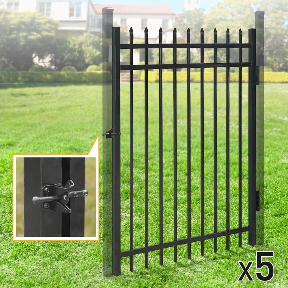 Fencer Wire 4 ft. x 4 ft. Pointed Pinnacle Anti-Rust Metal Fence Gate, Decorative Garden Gate (Pack of 5) (2)